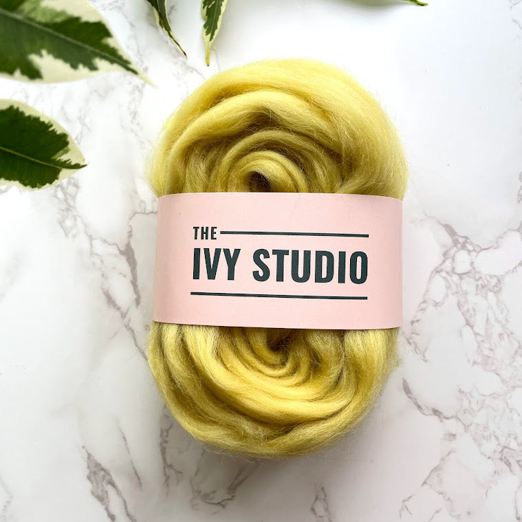 Fine Merino Wool Top Roving - Chartreuse Yellow