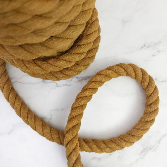Jumbo 20mm Cotton Rope - By The Meter - 'Mustard'