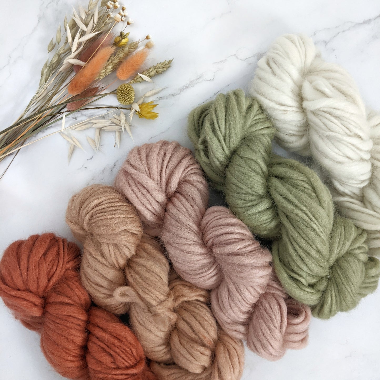 Hand Spun Chunky Slub Yarn - Dusty Peach