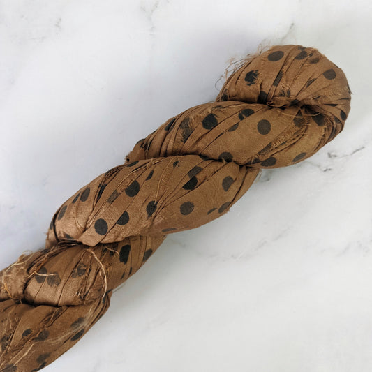 Custom Listing for Victoria - Cocoa Polka Recycled Sari Silk Ribbon