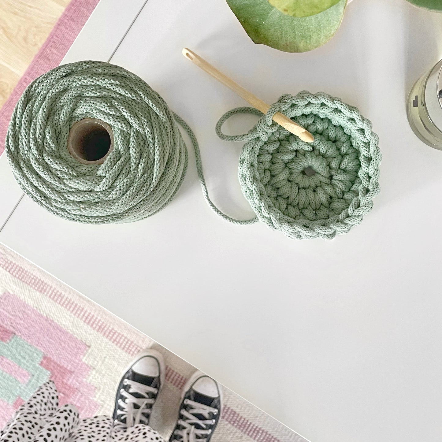 5mm Recycled Braided Cord - Light Blue
