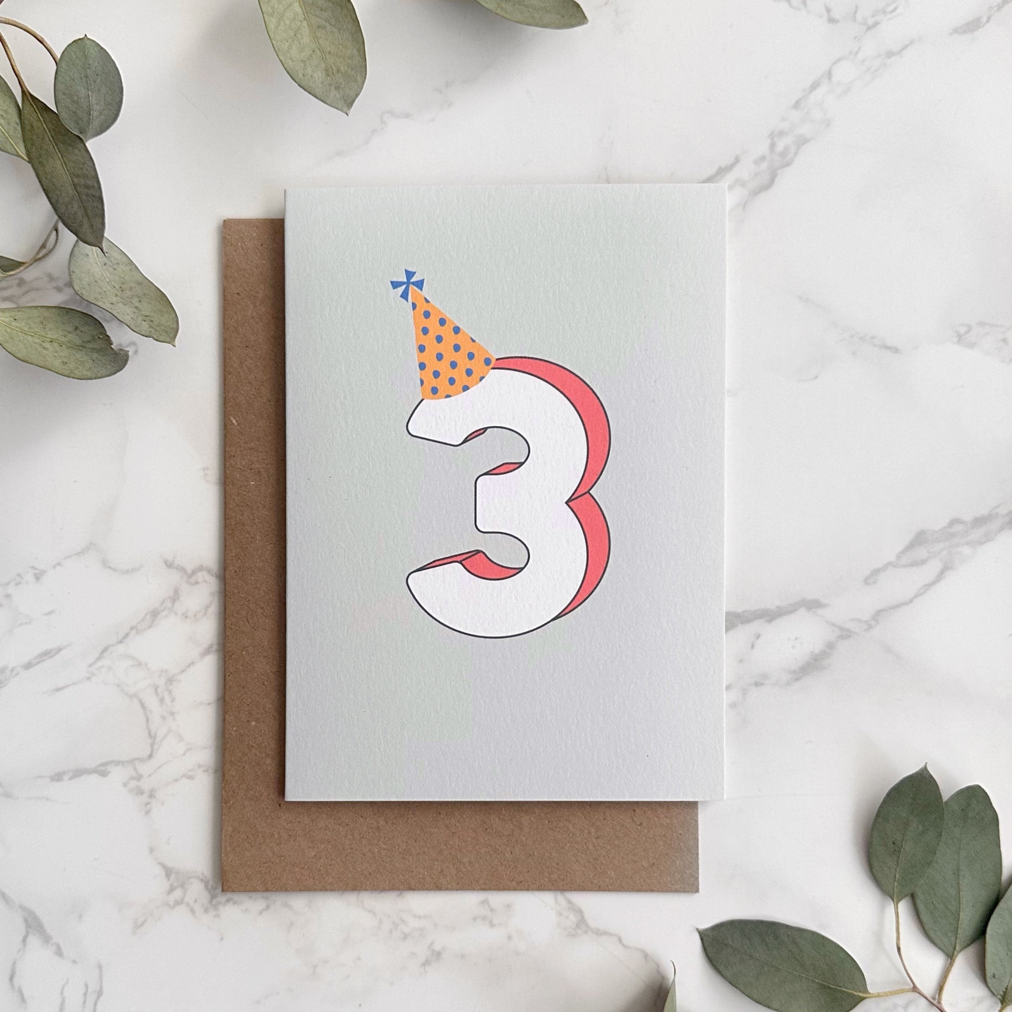 '3' Third Birthday Greetings Card
