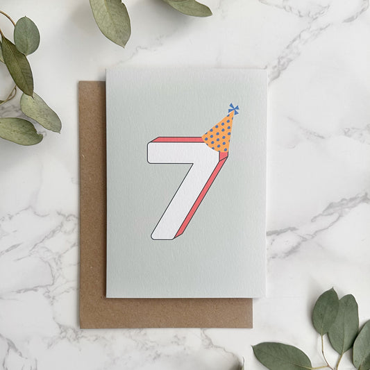 '7' Seventh Birthday Greetings Card