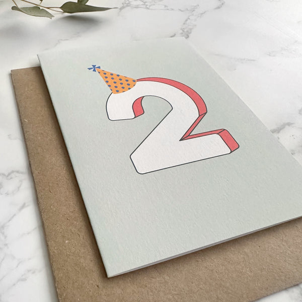 '2' Second Birthday Greetings Card