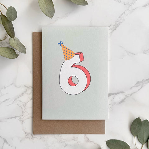 '6' Sixth Birthday Greetings Card