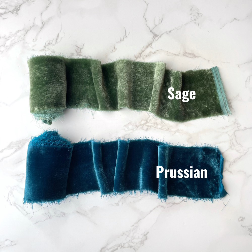 Sea green silk velvet ribbon – Wisteria and Vine