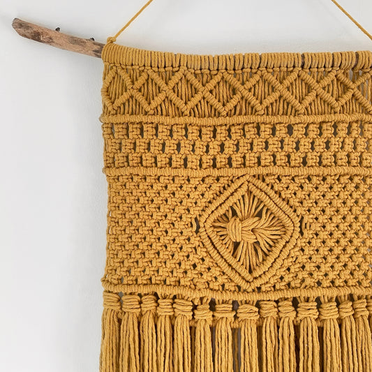 Large Mustard Macrame Wall Hanging