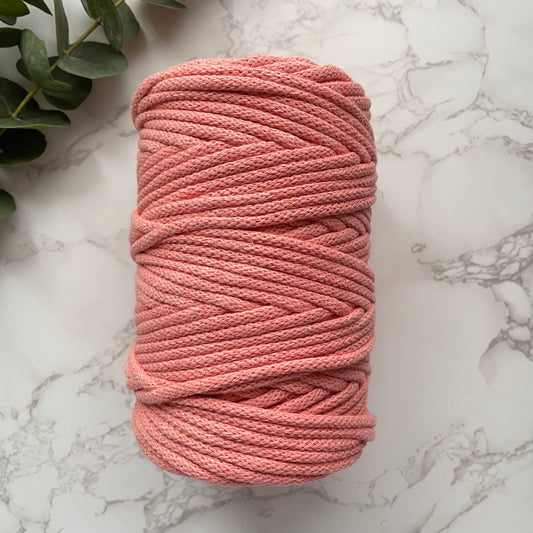 5mm Recycled Braided Cord - Coral