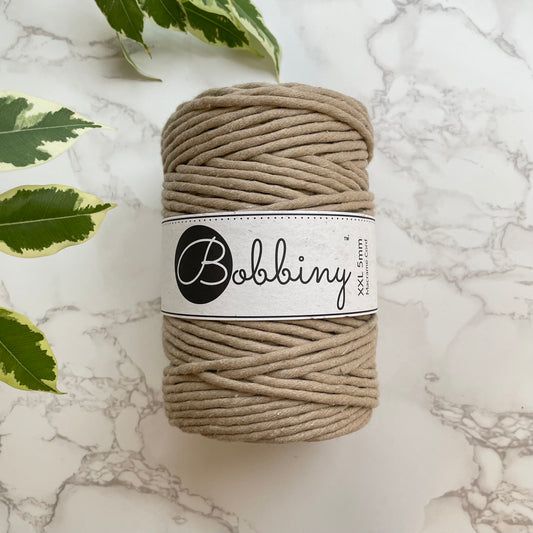 Bobbiny 5mm 'Sand' Cotton String - 100m