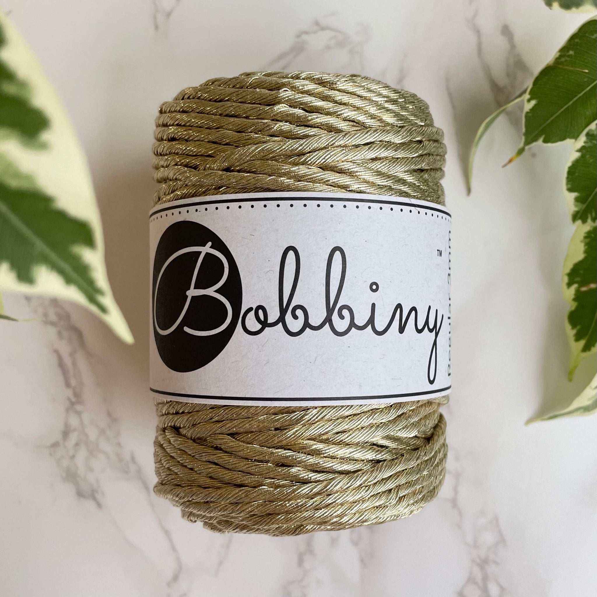 Bobbiny 3mm 'Metallic Gold' Cotton String - 50m