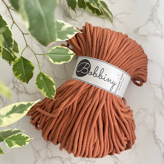 Bobbiny 5mm 'Terracotta' Cotton Braided Cord - 100m