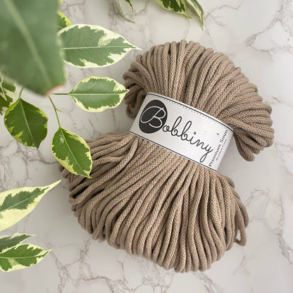 Bobbiny 5mm 'Sand' Cotton Braided Cord - 100m