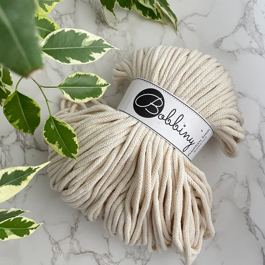 Bobbiny 5mm 'Natural ' Cotton Braided Cord - 100m