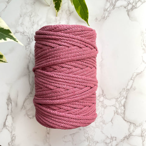 5mm Recycled Cotton Braided Cord - Blush Pink
