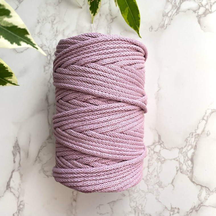 5mm Recycled Cotton Braided Cord - Dusty Lilac