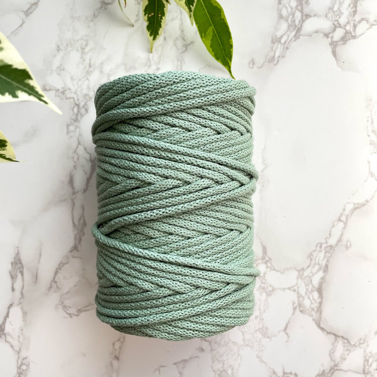 5mm Recycled Cotton Braided Cord - Fern Green