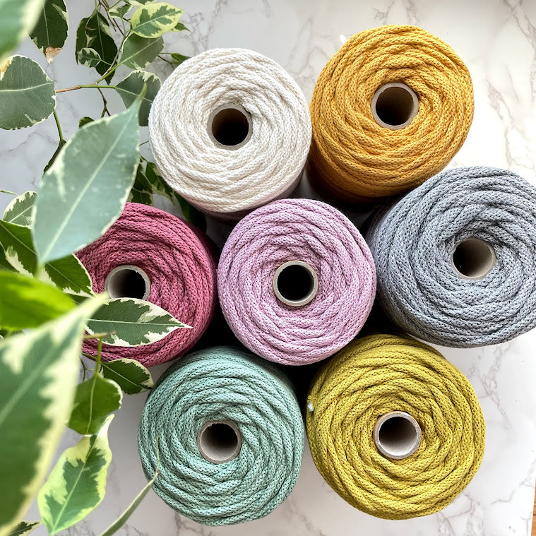 5mm Recycled Cotton Braided Cord - Dusty Lilac