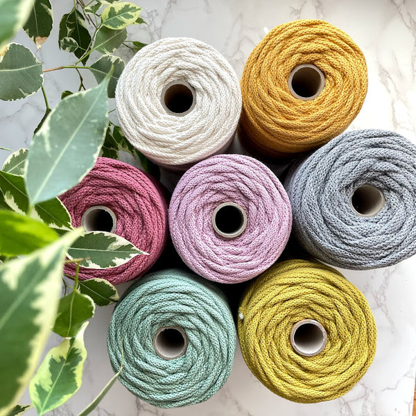 5mm Recycled Cotton Braided Cord - Natural