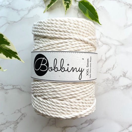Bobbiny 5mm 'Natural' Cotton 3PLY Rope - 100m