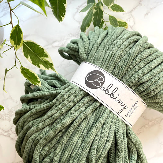 Bobbiny JUMBO 9mm 'Eucalyptus Green' Cotton Braided Cord