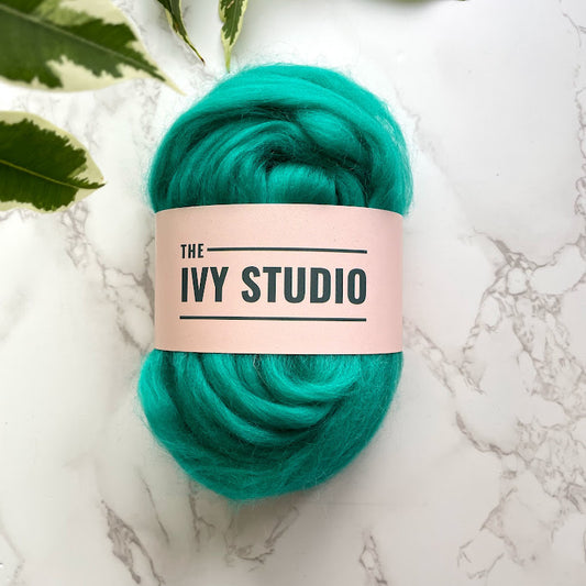 Fine Merino Wool Top Roving - Jungle Jade