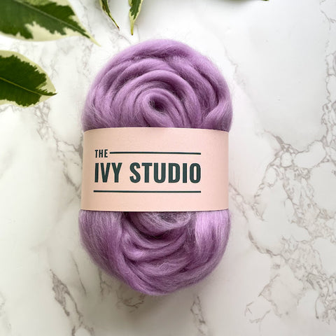 Fine Merino Wool Top Roving - Lilac
