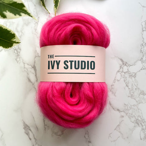 Fine Merino Wool Top Roving - Hot Pink