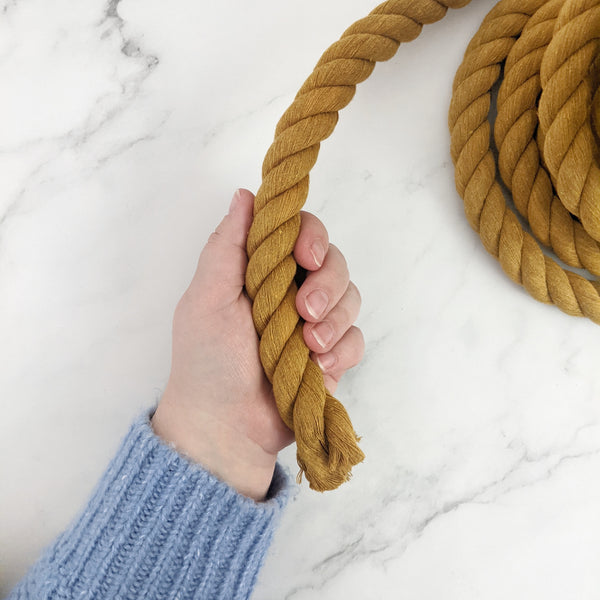 Jumbo 20mm Cotton Rope - By The Meter - 'Mustard'