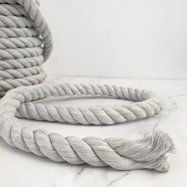 Jumbo 20mm Cotton Rope - By The Meter - 'Mist Grey'