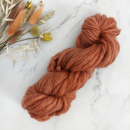 Hand Spun Chunky Slub Yarn - Terracotta