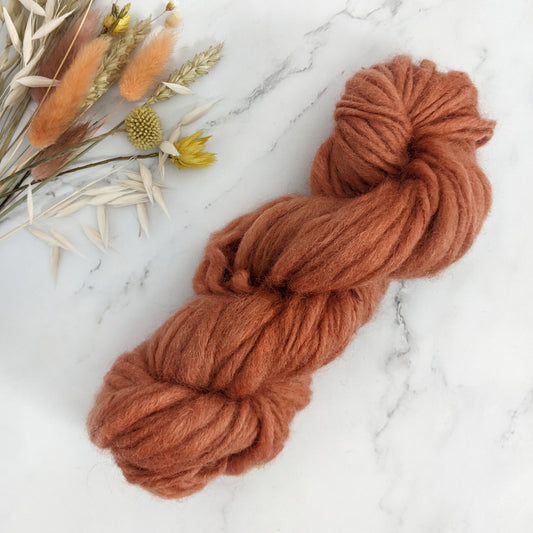 Hand Spun Chunky Slub Yarn - Terracotta