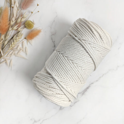 Recycled 3mm Cotton 3ply Rope - Natural