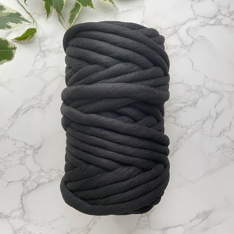 12mm Recycled Cotton String - Charcoal Black