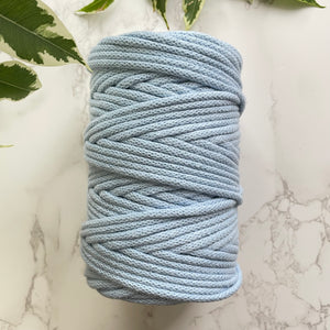 5mm Recycled Cotton Braided Cord - Light Blue