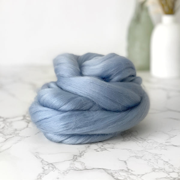 Fine Merino Wool Top Roving - Maya Blue